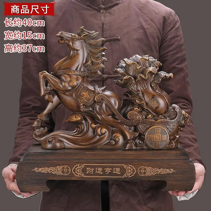 Horse-drawn carriage and horse ornaments handicrafts, symbolizing "achieve immediate success" and "attracting wealth like the lucky cabbage", are ideal gifts for the living room, office, boss's desk or for business openings.