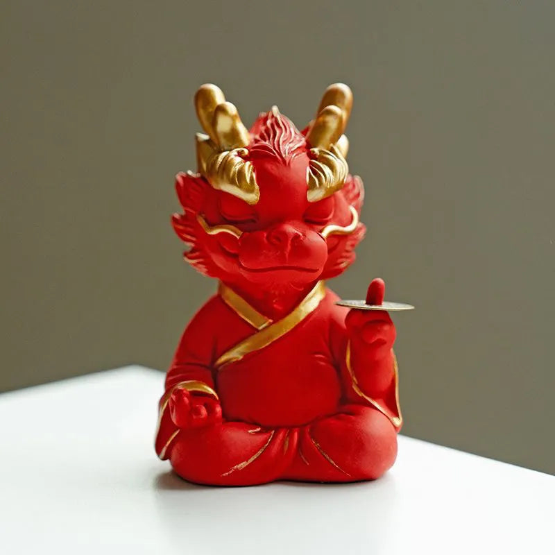 The mascot of wealth-attracting divine dragon ornament for desktop, which means always having money, is used for home living rooms, hallways, and office decoration.