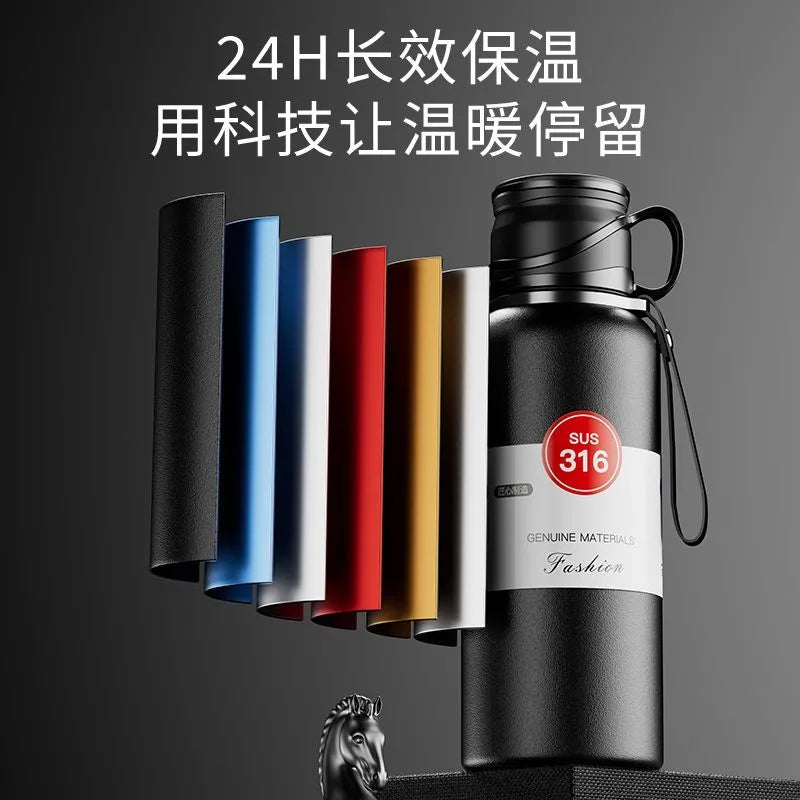 316 Stainless Steel Thermos Cup, Large Capacity, Men's, Cold Retention, Tea Water Separation, Tea Infusing Cup, Portable, Car-friendly, Outdoor Kettle
