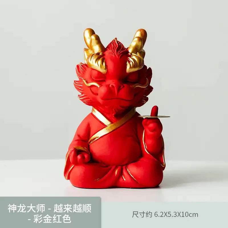 The mascot of wealth-attracting divine dragon ornament for desktop, which means always having money, is used for home living rooms, hallways, and office decoration.