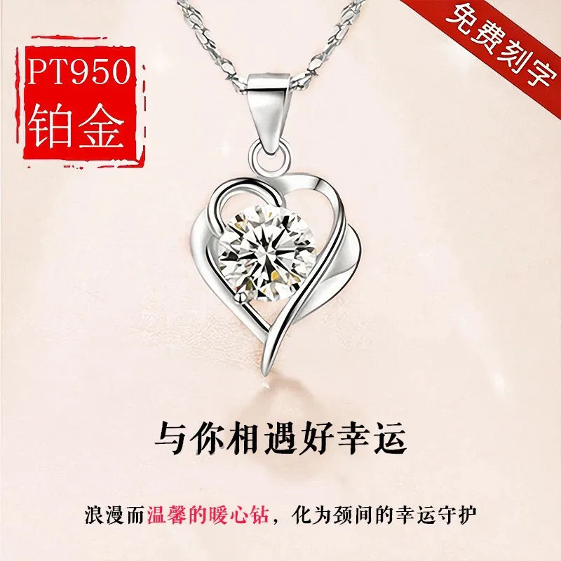 PT950 Platinum Necklace Female Cupid Clavicle Chain Diamond Pendant Engagement Valentine's Day Gift for Girlfriend