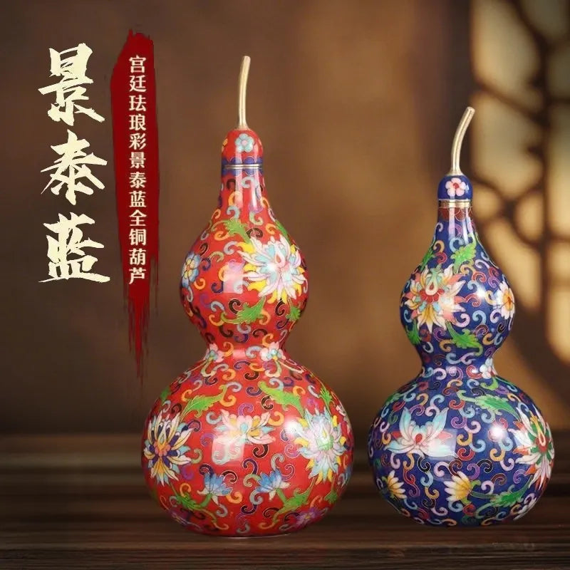 Chinese-style Cloisonné Copper Gourd Wire-Wrapped Decoration - Home Office Living Room Ornament, Ideal Gift for Meetings & Weddings
