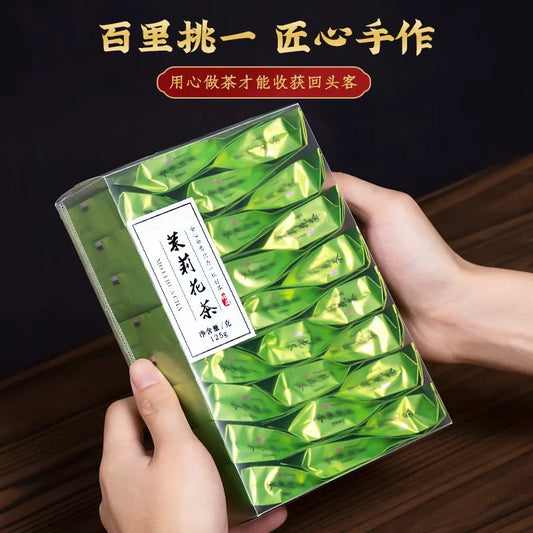 Jasmine Tea, New and Authentic, Strong-flavor Type, Green Tea, Tea Bags, Individually Wrapped, High-grade Tea Gift Box, 125g