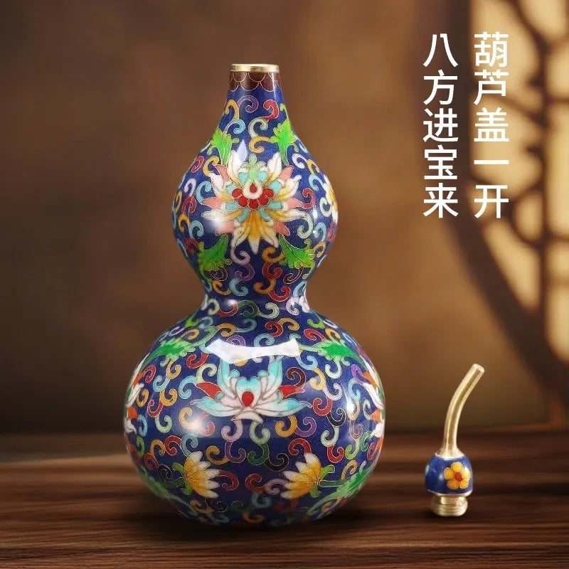 Chinese-style Cloisonné Copper Gourd Wire-Wrapped Decoration - Home Office Living Room Ornament, Ideal Gift for Meetings & Weddings
