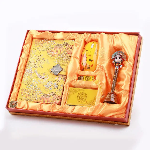 Dianzhuo Yunjin Brocade 5-Piece Set - Notebook, Mouse & USB Drive, Chinese-Style Gift for Corporate Annual Meetings & Overseas