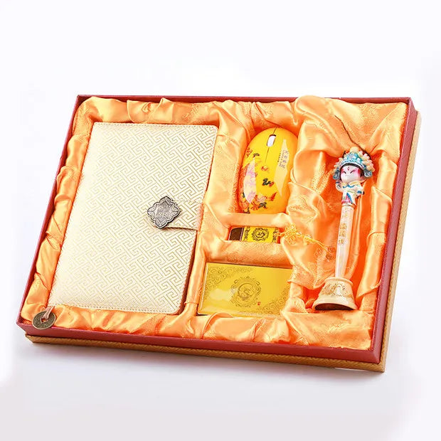 Dianzhuo Yunjin Brocade 5-Piece Set - Notebook, Mouse & USB Drive, Chinese-Style Gift for Corporate Annual Meetings & Overseas