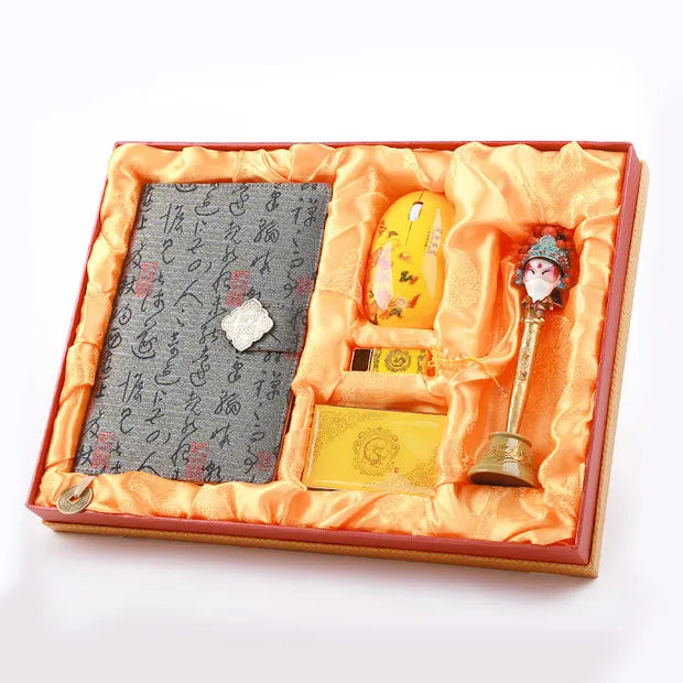 Dianzhuo Yunjin Brocade 5-Piece Set - Notebook, Mouse & USB Drive, Chinese-Style Gift for Corporate Annual Meetings & Overseas