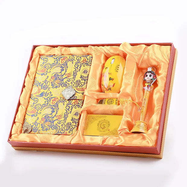 Dianzhuo Yunjin Brocade 5-Piece Set - Notebook, Mouse & USB Drive, Chinese-Style Gift for Corporate Annual Meetings & Overseas
