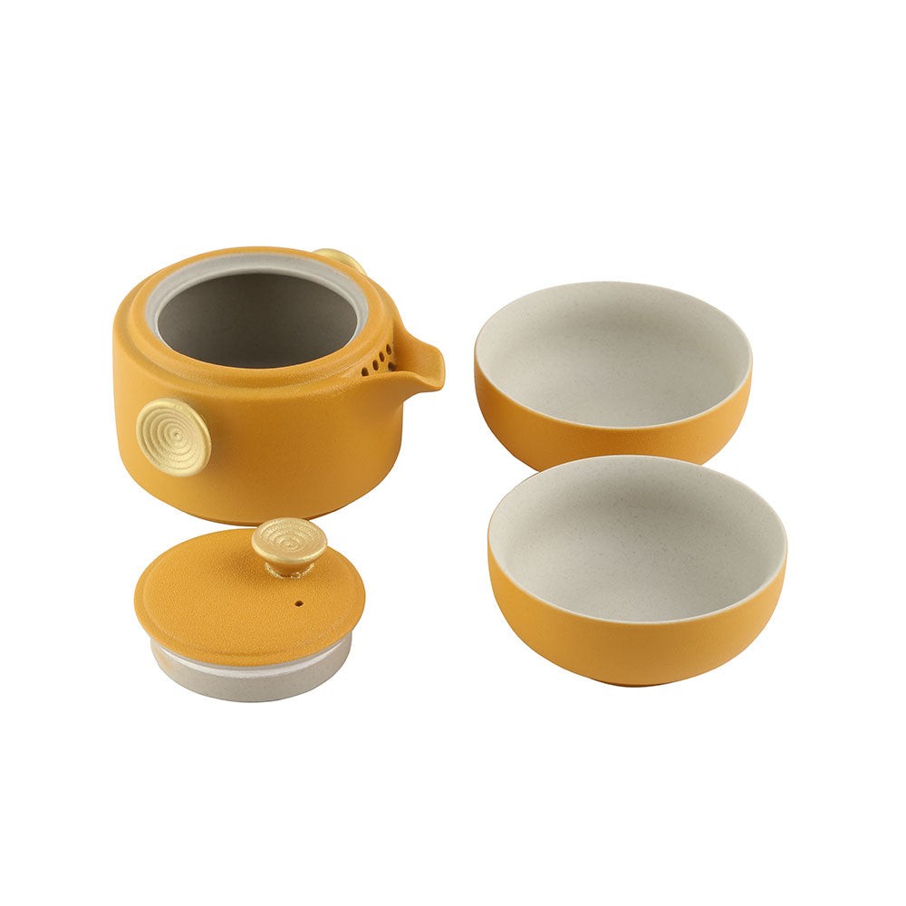 Gongfu Tea Set - Easy Gaiwan Cup Set - Orange Glaze- 180ml