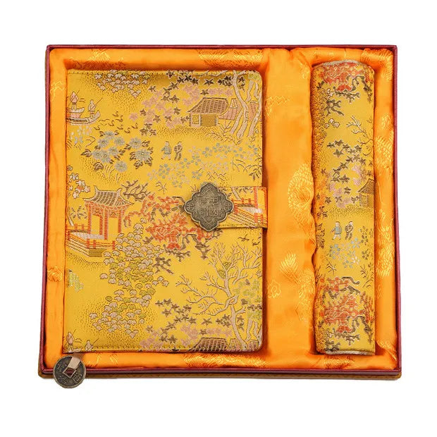 Chinese Yunjin Brocade Gift - Nanjing Specialty Yunjin Notebook & Mouse Pad Set, Unique Handicraft