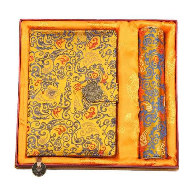 Chinese Yunjin Brocade Gift - Nanjing Specialty Yunjin Notebook & Mouse Pad Set, Unique Handicraft
