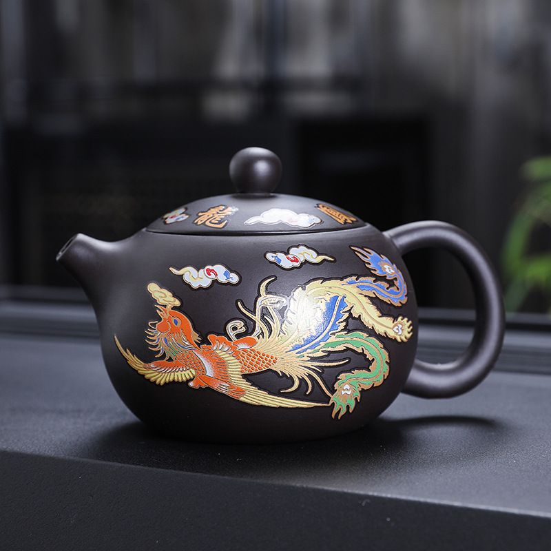 Chinese style becomes hot with water Dragon Phoenix Pot Purple clay teapot Kung Fu tea set teapot infuser Dragon pot is not hot